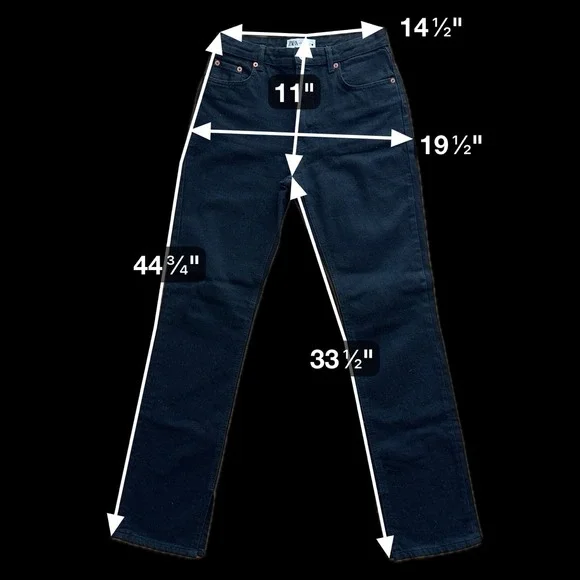 ZARA Black High Waisted Split Hem Straight Leg Denim Jeans, Size 6 US, EUC - Picture 9 of 10